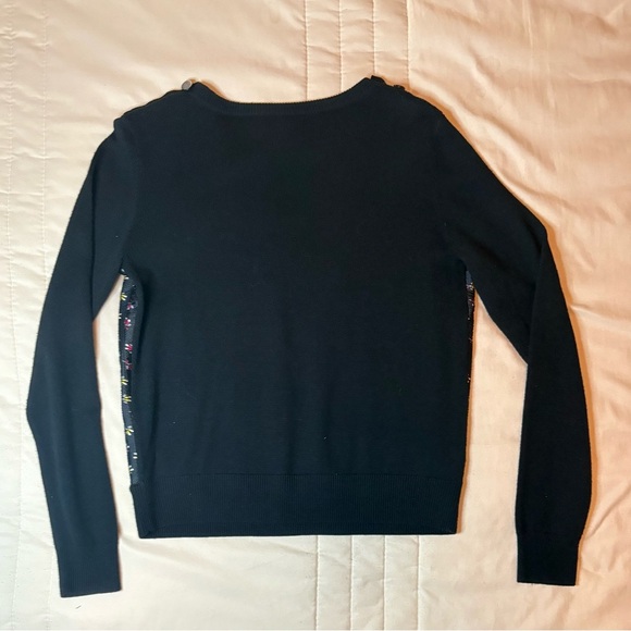 Diane Von Furstenberg Black Sweater with Pink Floral Design - Picture 7 of 8